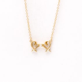 Tiffany Double Loving Heart Necklace With 1 Diamond Pink Gold (18K) Diamond Women,Men Fashion