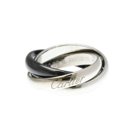 Cartier Trinity White Gold (18K),Ceramic Fashion No Stone Band Ring Silver,Black