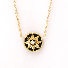 Christian Dior Rose Des Vents Necklace With Onyx Pink Gold (18K) Onyx Women,Men Fashion Pendant