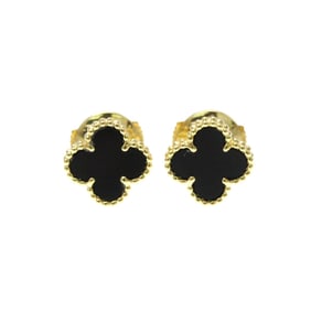 Van Cleef & Arpels Sweet Alhambra Earrings With Onyx Onyx Yellow Gold (18K) Stud Earrings Gold