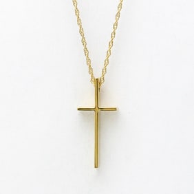 Tiffany Cross Necklace Yellow Gold (18K) No Stone Men,Women Fashion Pendant Necklace (Gold)