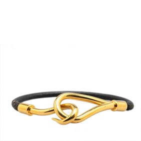 Hermes Jumbo Bracelet in Black Gold Plated Leather for Women