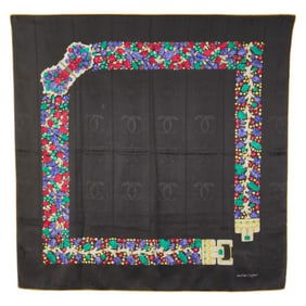 Cartier Panthere Belt Motif Scarf, Gray Multicolor Silk, Women's, CARTIER