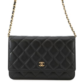 Chanel Chain Wallet Classic Matelasse Coco Mark Lambskin AP0250 CHANEL Black