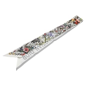Christian Dior Dior Mitzah flower motif scarf, white, gray, and multicolor silk, women's.
