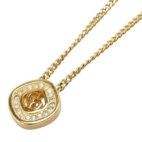 Christian Dior Dior CD logo rhinestone necklace, gold plated, for women.