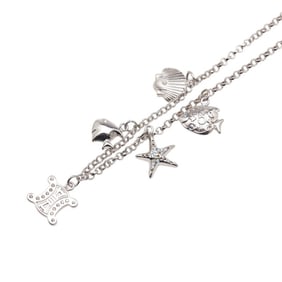 Celine Triomphe Starfish, Ocean Sunfish, Seashell and Rhinestone Necklace in Silver Metal for Women