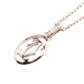 Cartier Double C Chain Pendant Necklace in 18K Pink Gold with Rhinestones for Women