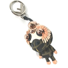 FENDI Zucca Space Monkey Bag Charm Keychain Canvas Women's Brown