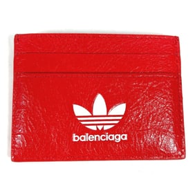 BALENCIAGA 721895 adidas collaboration business card holder, pass case, leather, men's, red
