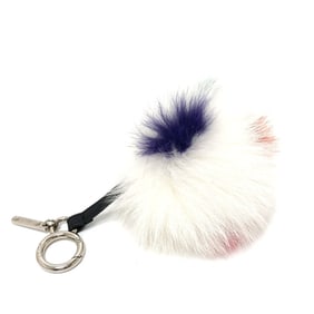 FENDI Bonbon Charm Keychain Accessory Bag Fur Women's White