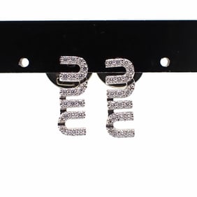 Miu Miu Miu Crystal-studded Metal Earrings for Women, 5IO059_2DNC_F0L, Light Gray with Artificial