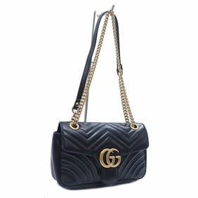 Gucci GG Marmont Shoulder Bag, Women's, Black, Quilted Leather, 443497, A6051097
