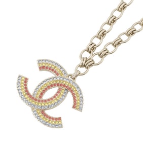 Chanel Coco Mark Rhinestone Rainbow Necklace A23 C CHANEL