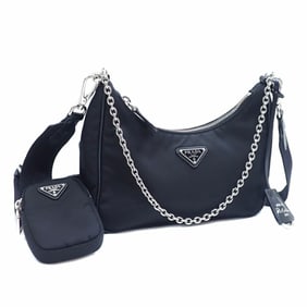 Prada Re-Edition 2005 Re-Nylon Shoulder Bag, Women's, Black, Nylon, Saffiano Leather, 1BH204