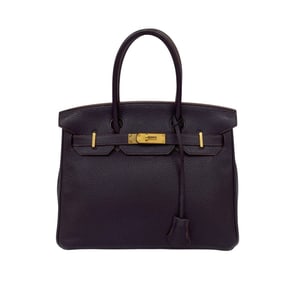 Unused, stored item. ?R stamped. HERMES Birkin 30 Taurillon Clemence handbag/tote bag in purple