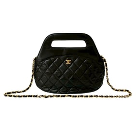 Seal No. 1 CHANEL Matelasse Coco Mark Lambskin 2-Way Handbag/Shoulder Bag, Black, 20060
