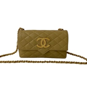 Seal No. 0 CHANEL Vintage Matelasse Coco Mark Lambskin Chain Shoulder Bag Beige -1136