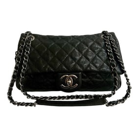 Seal No. 18 CHANEL Matelasse Coco Caviar Leather Chain Semi-Shoulder Bag Pochette Black 30406