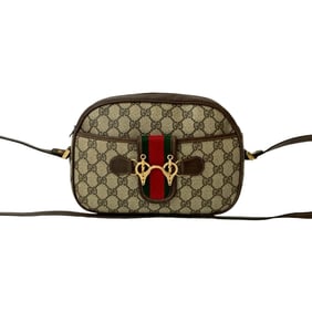GUCCI Old Gucci Vintage Sherry Line GG Logo Leather Shoulder Bag/Pochette Brown 24243