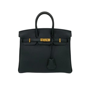 Unused, stored item with Z markings. HERMES Birkin 25 Togo leather handbag/tote bag in black