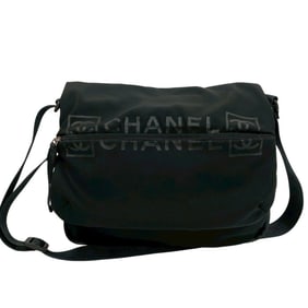 Seal No. 9 CHANEL Sport Coco Mark Logo Nylon Rubber Leather Shoulder Bag/Body Bag Black 34688