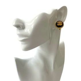 96A CHANEL Vintage Coco Mark Earrings and Ear Cuffs in Gold Black 89902