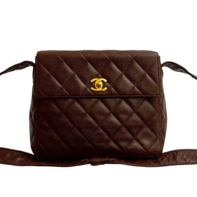 Seal No. 4 CHANEL Matelasse Coco Mark Caviar Leather Shoulder Bag Brown 37832