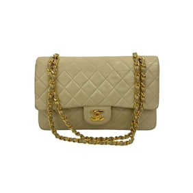 Seal No. 2 CHANEL Coco Mark Double Flap Lambskin Chain Shoulder Bag Ivory 79984