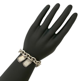 GUCCI Double Dog Tag Bracelet in Sterling Silver with Chain and Bangle, 30173