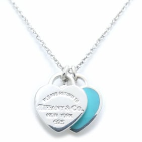 TIFFANY & Co. Return to Tiffany Double Heart Tag Necklace in Blue Sterling Silver for Women, 294327