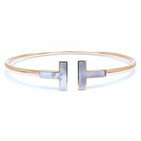 TIFFANY & Co. Tiffany T-Wire Bangle, Medium Size, Mother of Pearl, 18K Gold, Rose Women's, 63958336