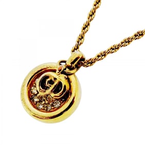 Christian Dior Circle Necklace with GP Plated Rhinestones in Gold for Women
