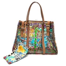 PRADA BR2515 Venezia Print Tote Bag in Vinyl/Leather, Multicolor