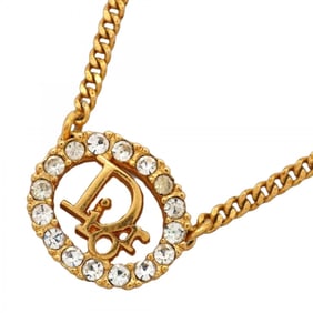Christian Dior Oval Necklace with GP Plated Rhinestones in Gold for Women