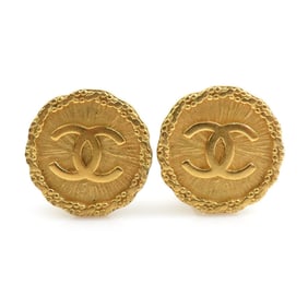 CHANEL Coco Mark Metal Gold Earrings for Women w1232a