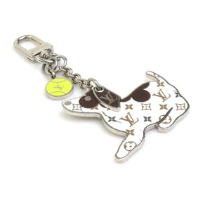 Louis Vuitton LV Dog Charm, Bijoux Sack, Metal, Enamel, Silver, White, Brown, Women's, M00747 w1236f