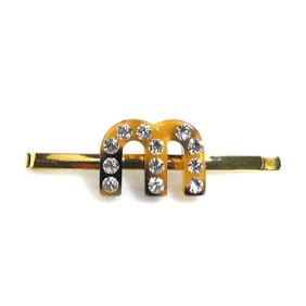 Miu Miu Miu Hairpin Hair Accessory Metal Acrylic Gold Brown Silver Women's e60910j