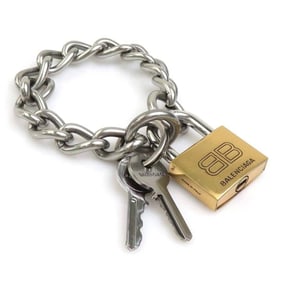Balenciaga Lock and Key Chain Bracelet in Silver Gold for Men Women (w1238a)