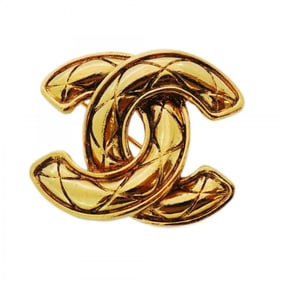 Chanel Coco Mark Matelasse Brooch, GP Plated, Gold, Women's
