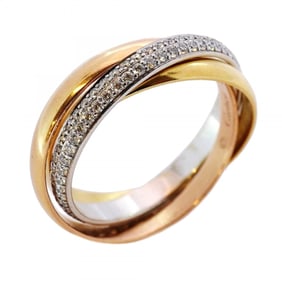 Cartier Trinity Ring in 18K Yellow Gold, White Pink and Diamonds, #56, for Men Women