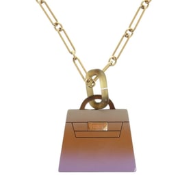 Like new Hermès Fusion Amulet Kelly Pendant Large Model GP Horn Permabrass Lyre Necklace 0471HERMES