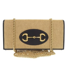 Like new Gucci Horsebit 621888 canvas and leather beige navy chain wallet, long 1236GUCCI
