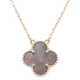 Van Cleef & Arpels Alhambra Necklace in Gray Mother-of-Pearl and 18K Rose Gold for Women, VCARP4KK00