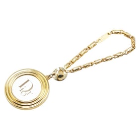 Christian Dior Dior logo round keychain bag charm, gold plated, women's