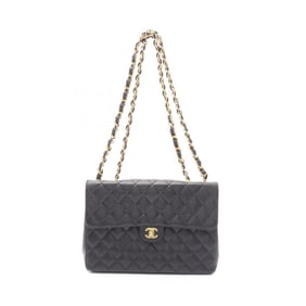 CHANEL Deca Matelasse 30 Single Flap Shoulder Bag in Grained Calfskin Leather, Black