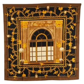 Cartier Must de Scarf Muffler in Brown, Black, and Multicolor Silk for Women