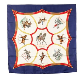 Hermes Hermès Carré 90 ECOLE FRANCAISE D'EQUITATION French National Riding School Scarf, Navy,