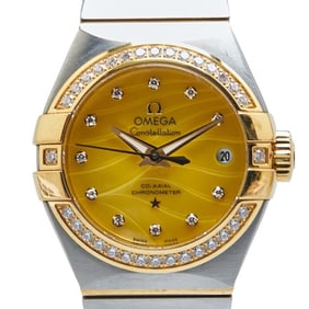 Omega Constellation Plume Watch 12325272057002 Automatic Gold Dial 18K Yellow Stainless Steel
