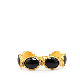 Vintage Chanel Coco Mark Stone Bracelet, Gold and Black Plated, Women's
